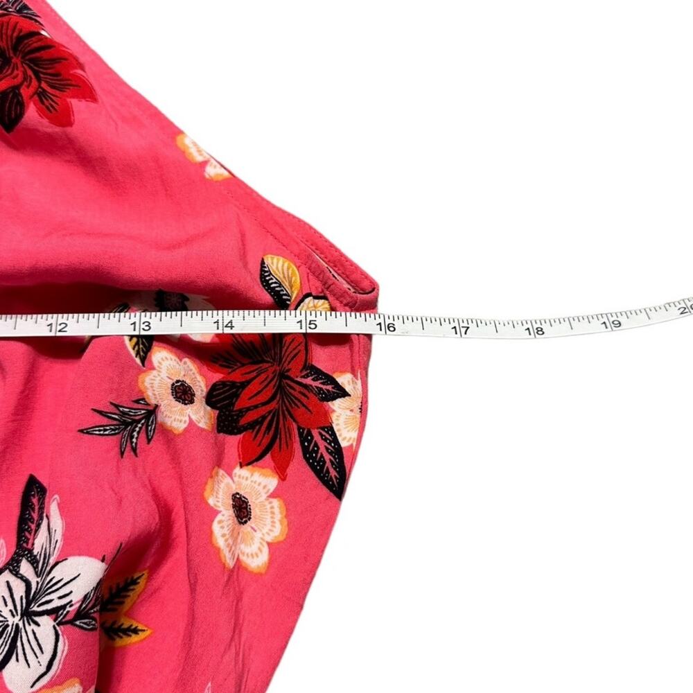 Loft Pink Floral Maxi Dress Tie Front Size XS High Neck - Picture 4 of 5